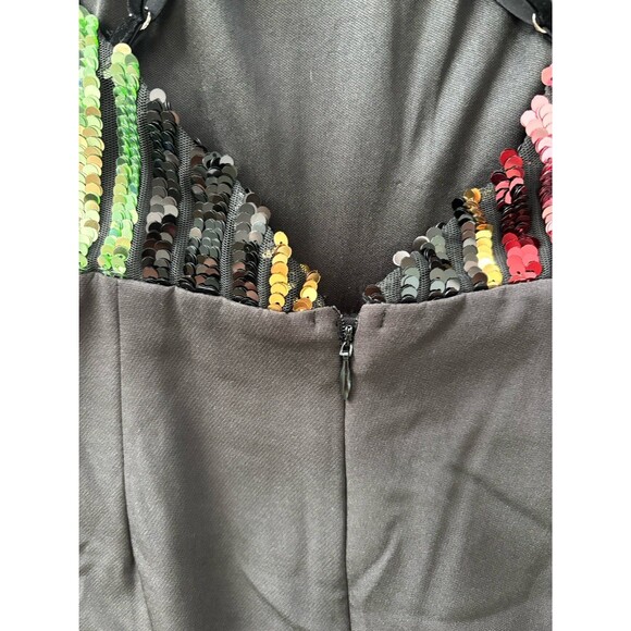 Shine and Dandy Black Multi Rainbow Sequin Jumpsuit Size Small - Picture 12 of 12
